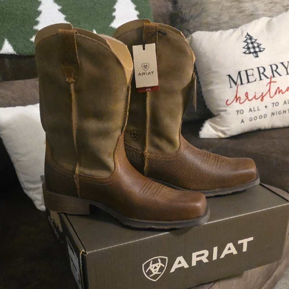 Ariat Tan and Brown Western Boots